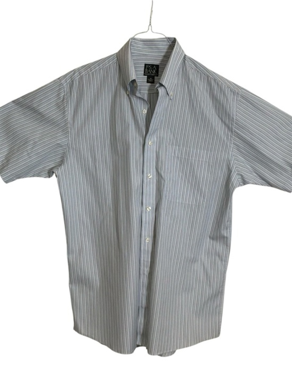 Jos. A. Bank Short Sleeve Button-Down Shirt - Light Blue & White Stripes. Sz M